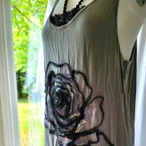 Cynthia Rowley Lace and Sequin Sleeveless Tank Top Size L